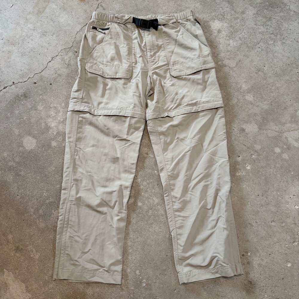The North Face Paramount Pro Convertible Pants Men L Khaki Hiking Cargo Zip Off
